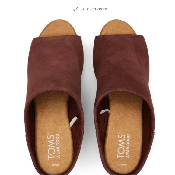 🌸 TOMS Florence Chestnut Suede Platform Heel NIB - Picture 2 of 9